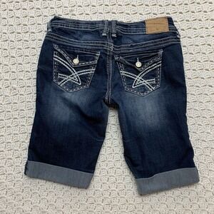 Amethyst Bermuda Jeans Short women Junior Size 3 Blue Denim Stretch Waist'28